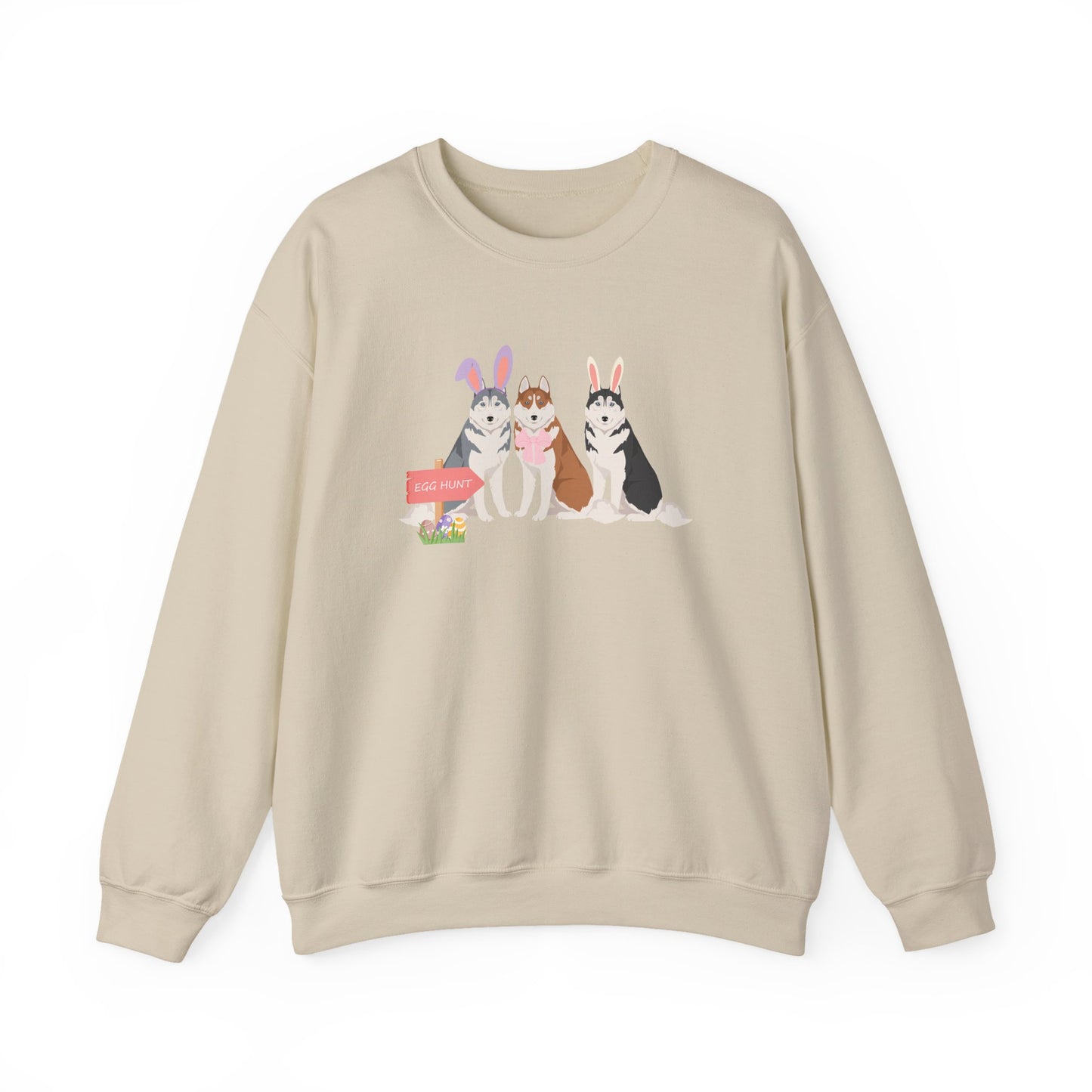 Siberian Husky Dog Easter Unisex Heavy Blend Crewneck Sweatshirt, easter, Cute Dog Mom Gift