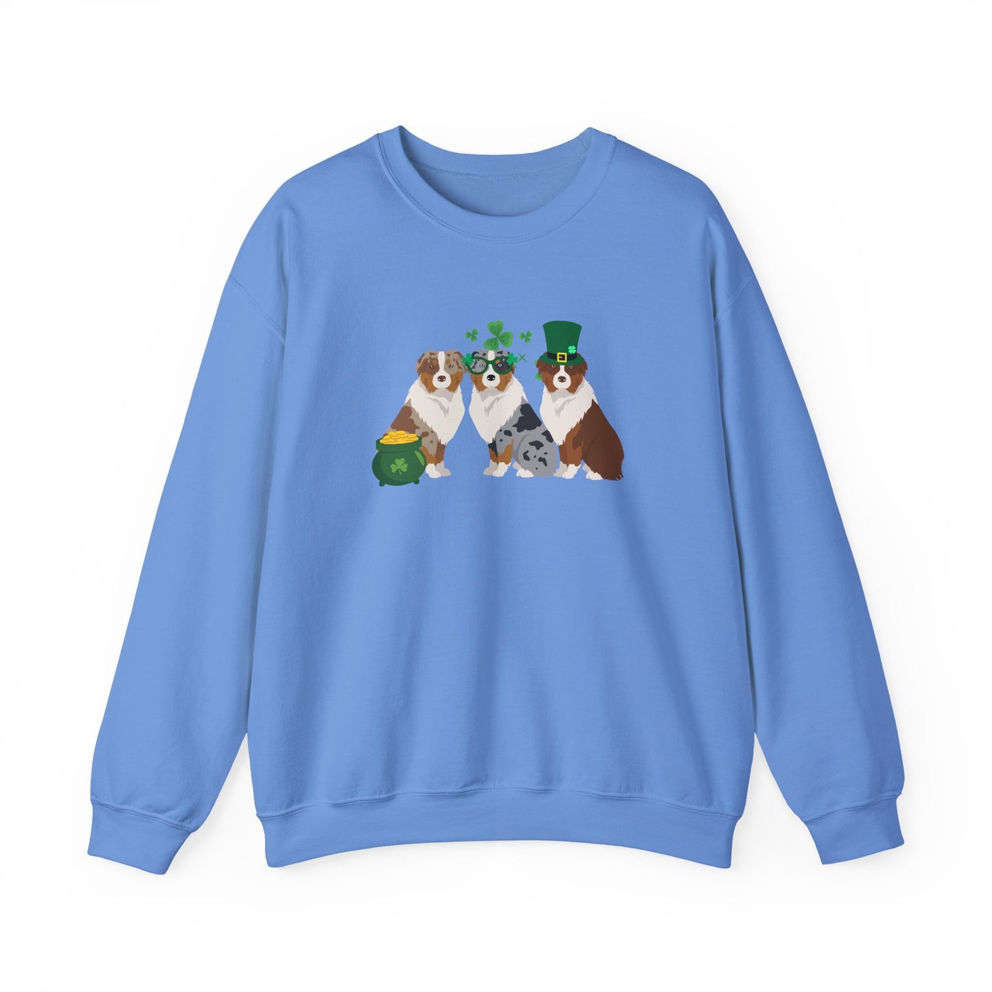 Australian Shepherd Dog St Patricks Day Unisex Heavy Blend Crewneck Sweatshirt, St Pattys day, Cute Dog Mom Gift