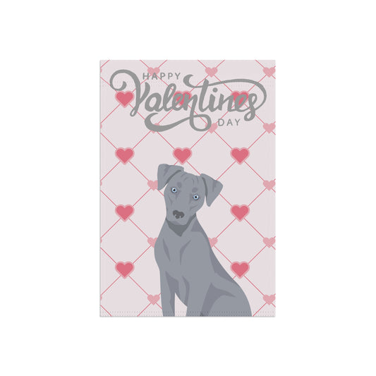 Blue Lacy Dog Valentines Day Garden Flag