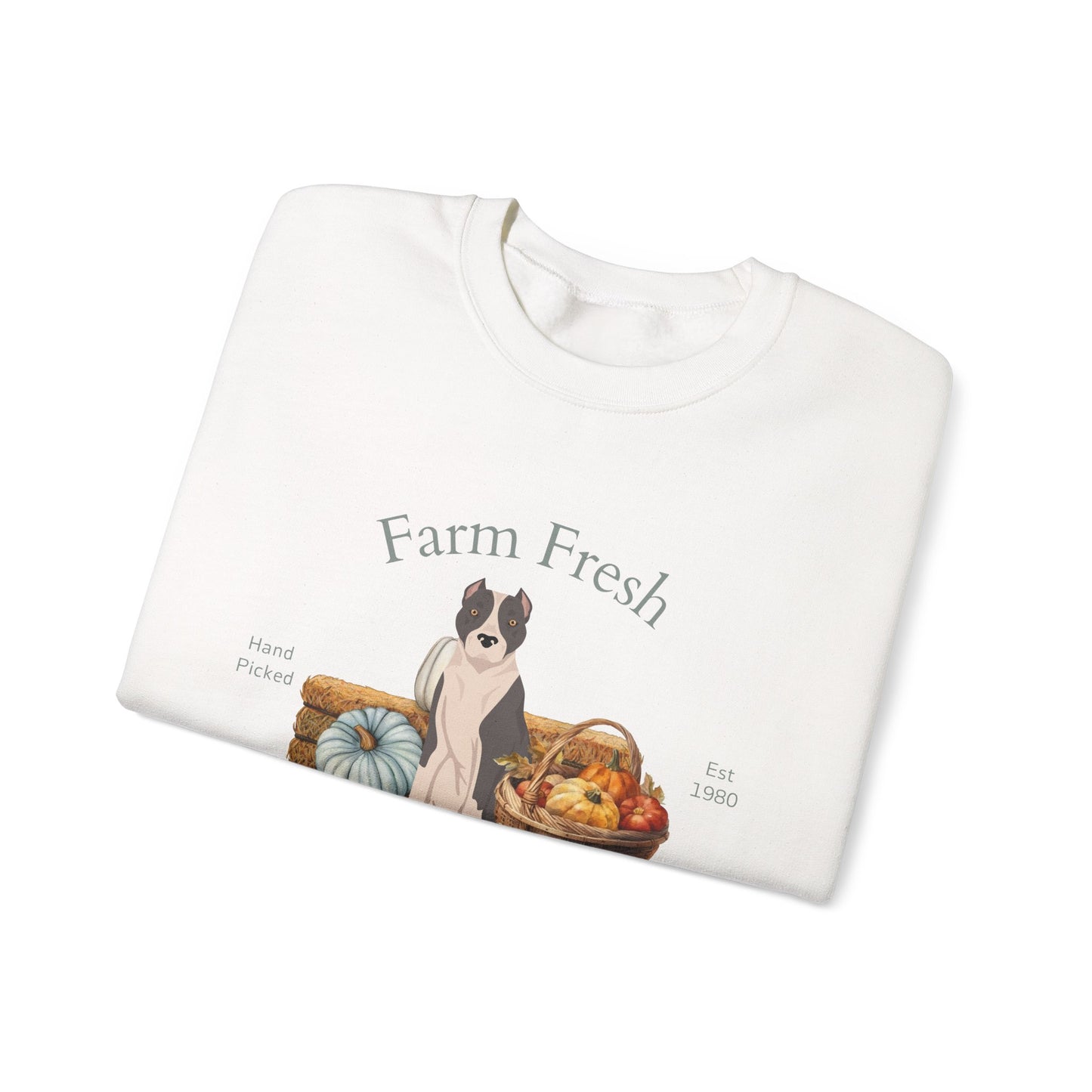 American Staffordshire Terrier Dog Fall Farm Fresh Unisex Heavy Blend Crewneck Sweatshirt