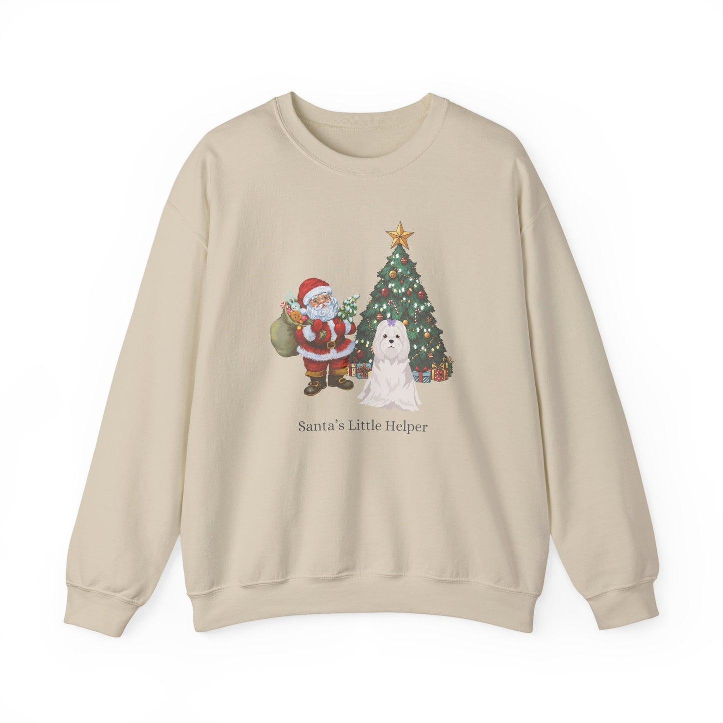Maltese Dog Santa's Little Helper Unisex Heavy Blend Crewneck Sweatshirt