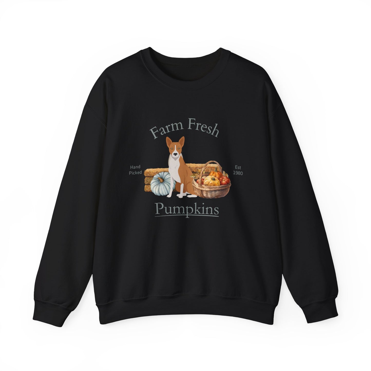 Basenji Dog Fall Farm Fresh Unisex Heavy Blend Crewneck Sweatshirt