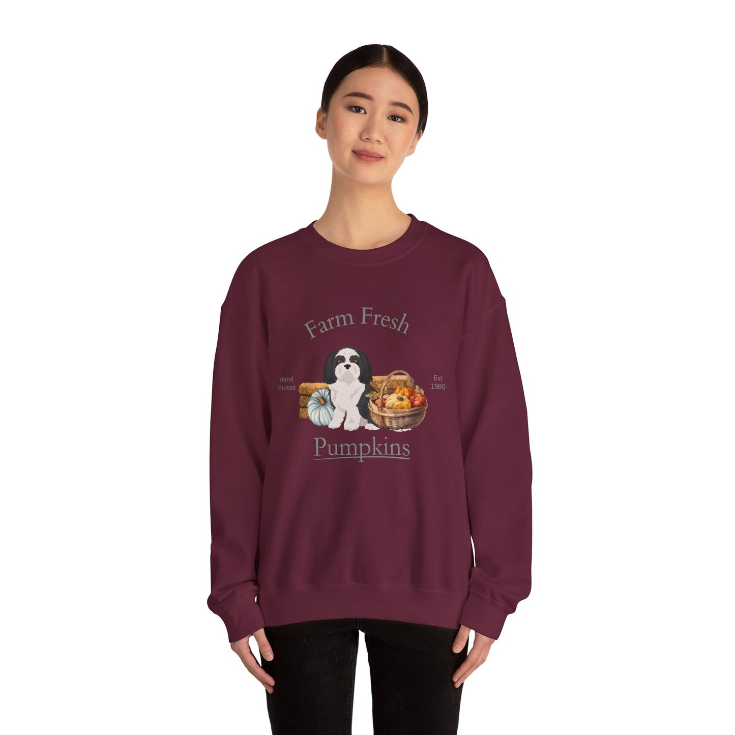 Shih Tzu Dog Fall Farm Fresh Unisex Heavy Blend Crewneck Sweatshirt