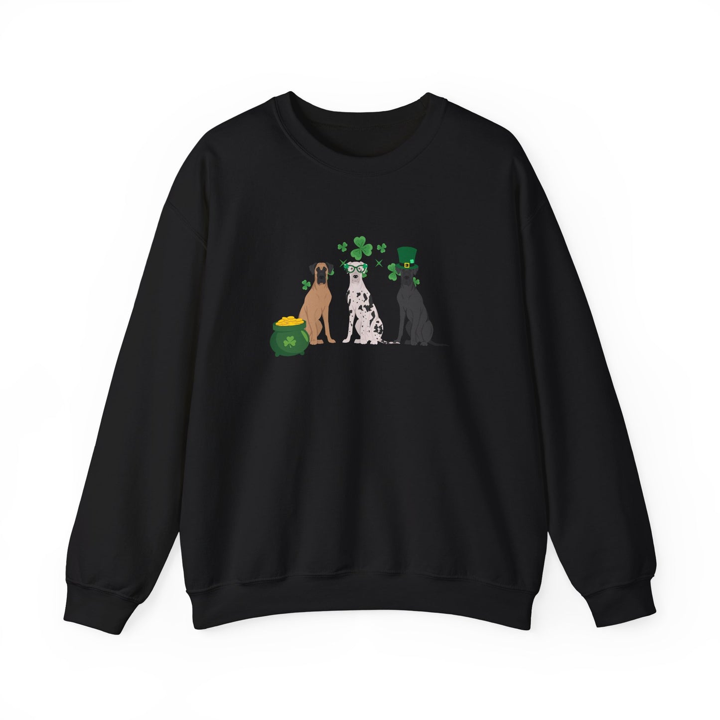 Great Dane Dog St Patricks Day Unisex Heavy Blend Crewneck Sweatshirt, St Pattys day, Cute Dog Mom Gift