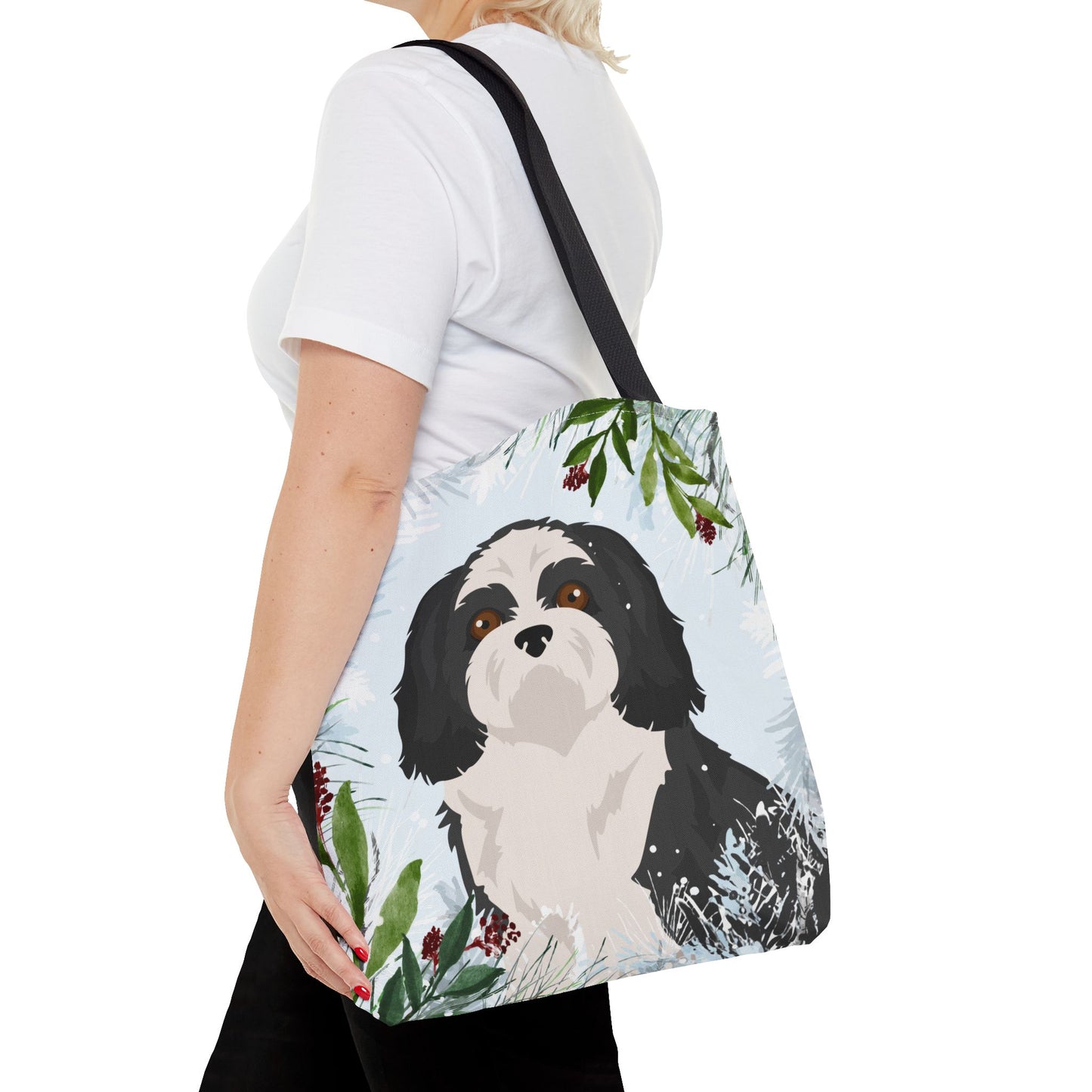 Shih Tzu Dog Christmas Holiday Tote Bag 16x16