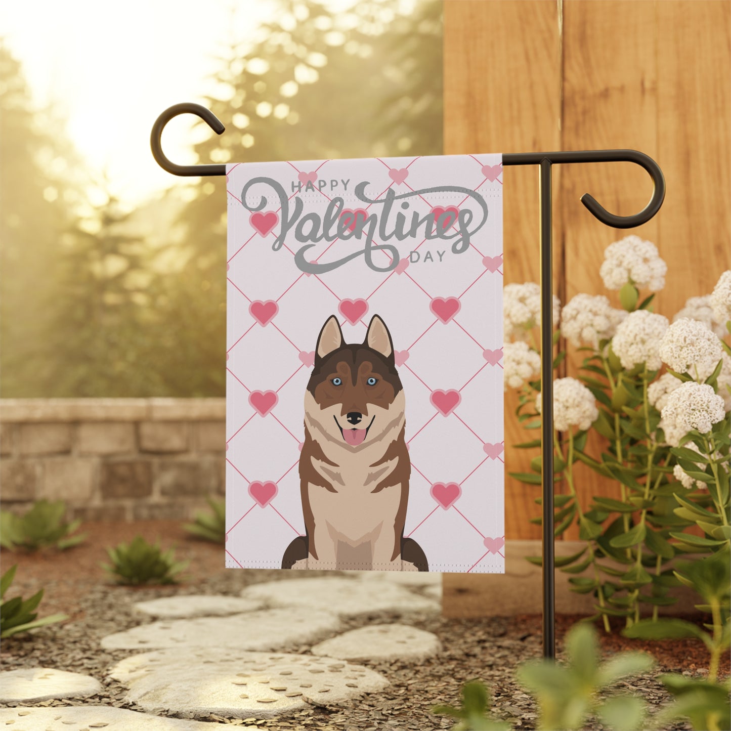 Siberian Husky Dog Valentines Day Garden Flag