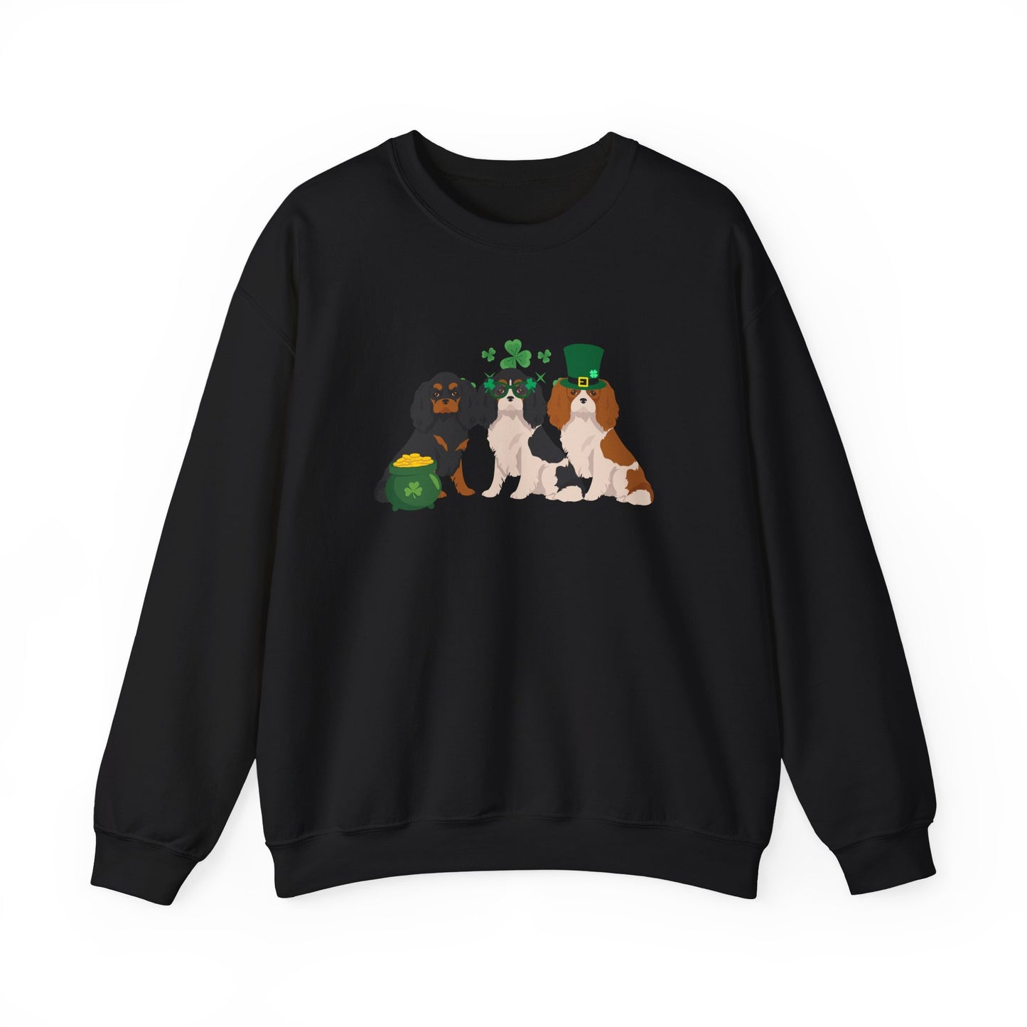 Cavalier King Charles Spaniel Dog St Patricks Day Unisex Heavy Blend Crewneck Sweatshirt, St Pattys day, Cute Dog Mom Gift
