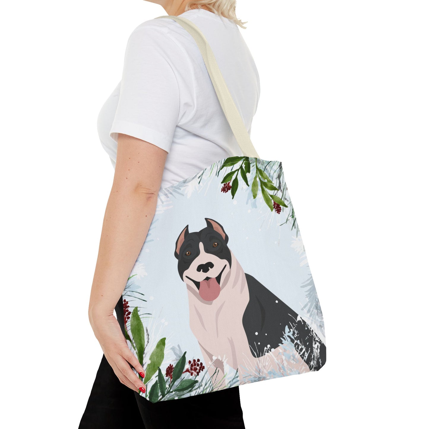 Pit Bull Dog Christmas Holiday Tote Bag 16x16