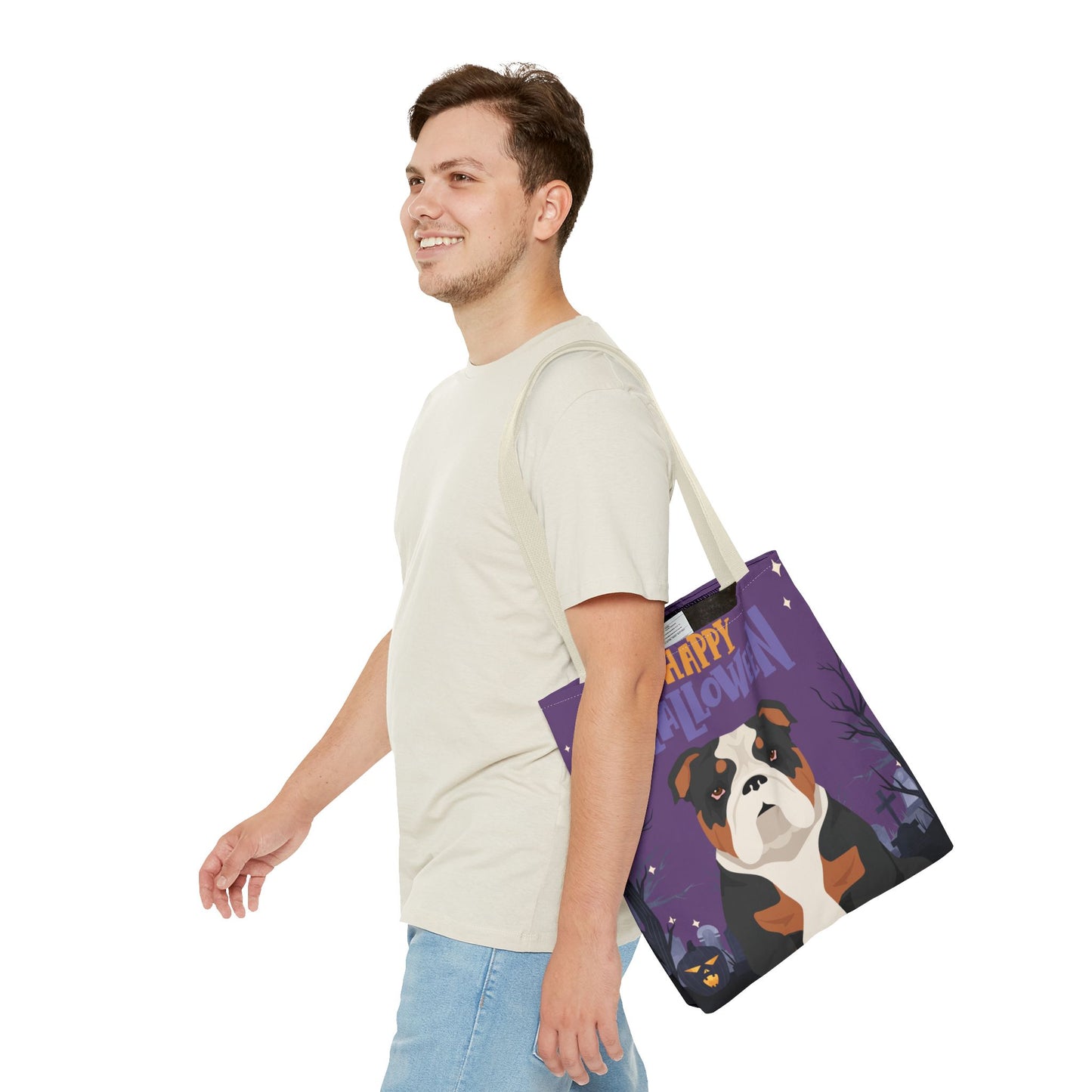 Bulldog Dog Happy Halloween Tote Bag 16x16