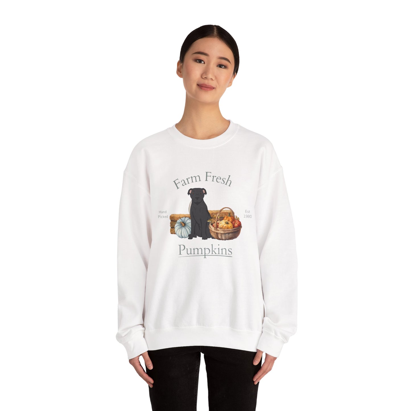 American Staffordshire Terrier Dog Fall Farm Fresh Unisex Heavy Blend Crewneck Sweatshirt