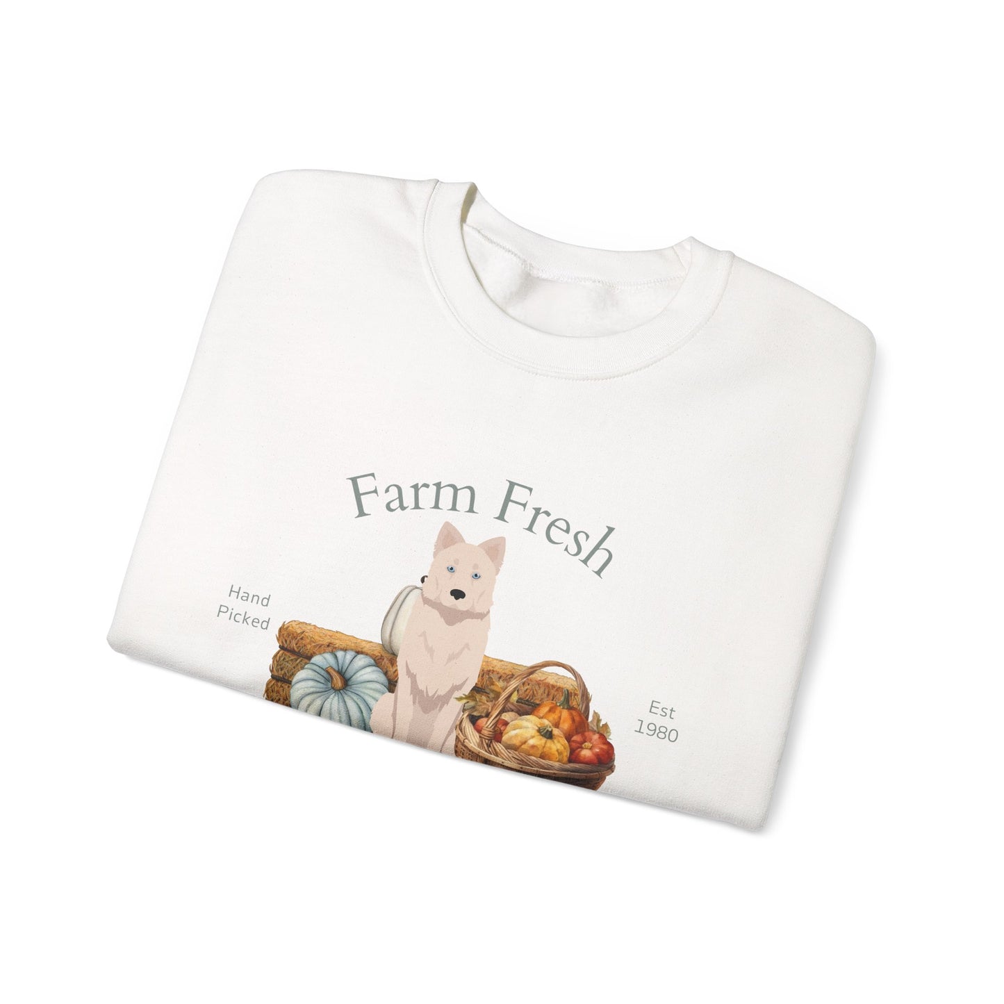 Yakutian Laika Dog Fall Farm Fresh Unisex Heavy Blend Crewneck Sweatshirt