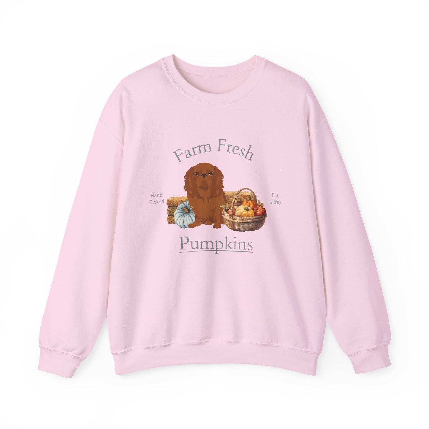 English Toy Spaniel Dog Fall Farm Fresh Unisex Heavy Blend Crewneck Sweatshirt