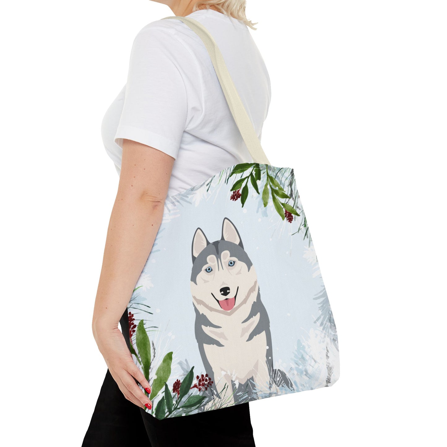 Siberian Husky Dog Christmas Holiday Tote Bag 16x16