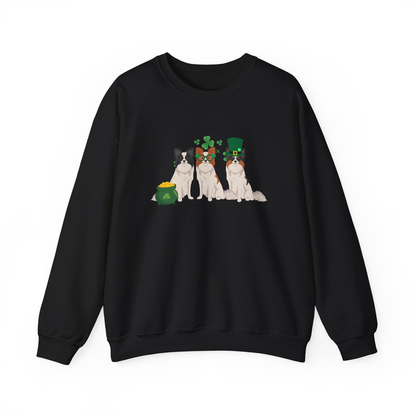 Papillon Dog St Patricks Day Unisex Heavy Blend Crewneck Sweatshirt, St Pattys day, Cute Dog Mom Gift