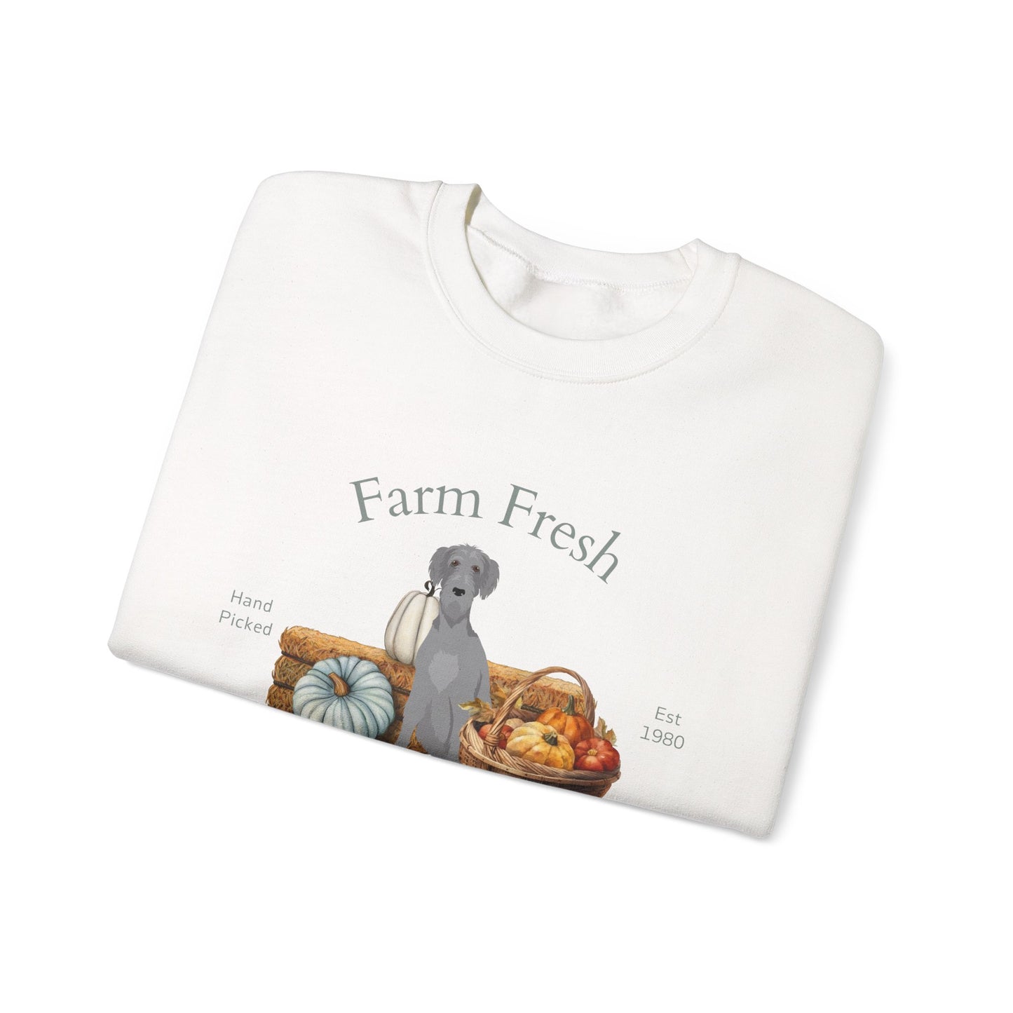 Irish Wolfhound Dog Fall Farm Fresh Unisex Heavy Blend Crewneck Sweatshirt