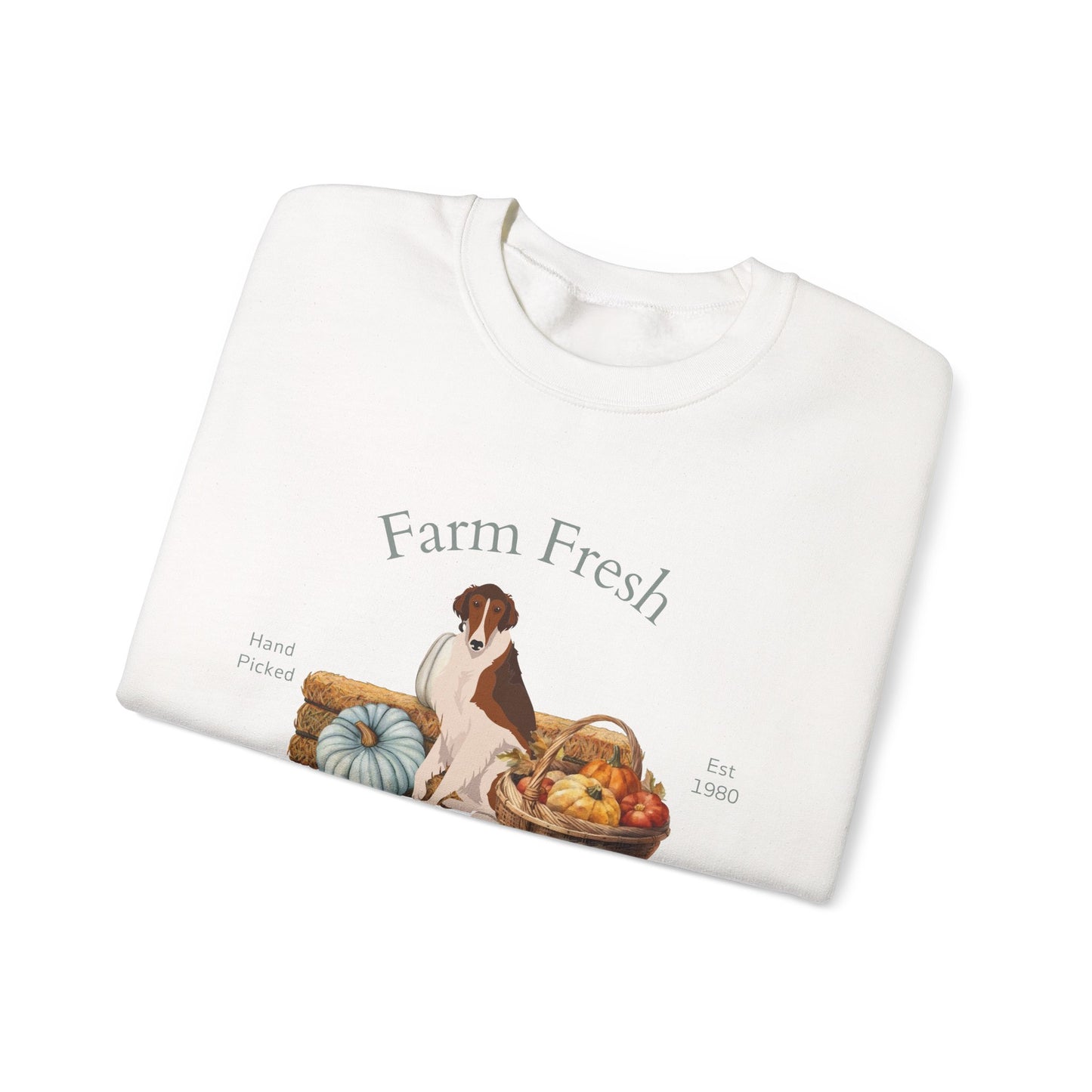 Borzoi Dog Fall Farm Fresh Unisex Heavy Blend Crewneck Sweatshirt