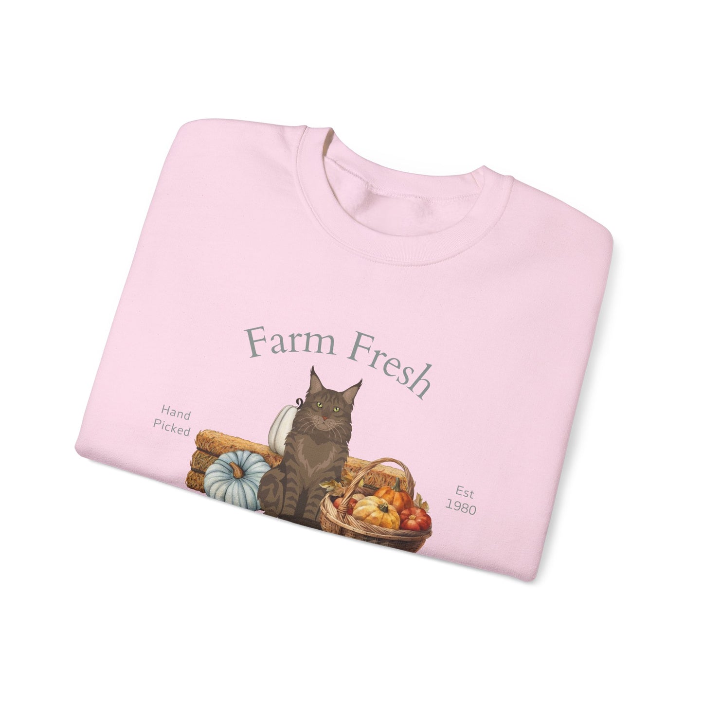 Maine Coon Cat Fall Farm Fresh Unisex Heavy Blend Crewneck Sweatshirt