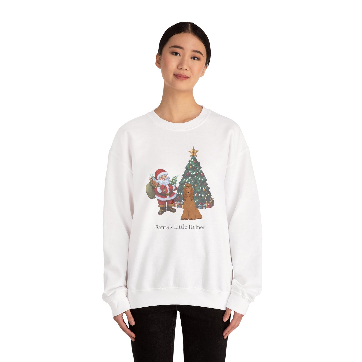 Afghan Hound Dog Santa's Little Helper Unisex Heavy Blend Crewneck Sweatshirt