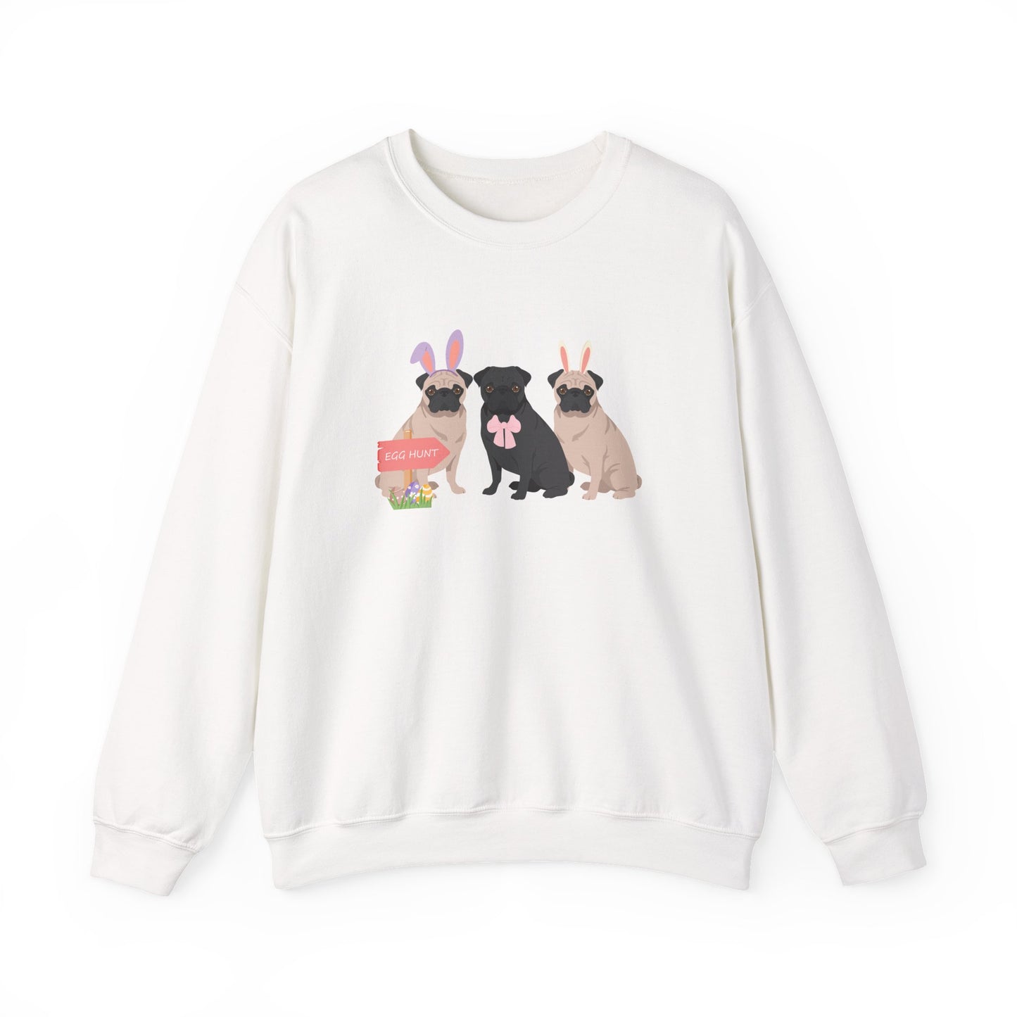 Pug Dog Easter Unisex Heavy Blend Crewneck Sweatshirt, easter, Cute Dog Mom Gift