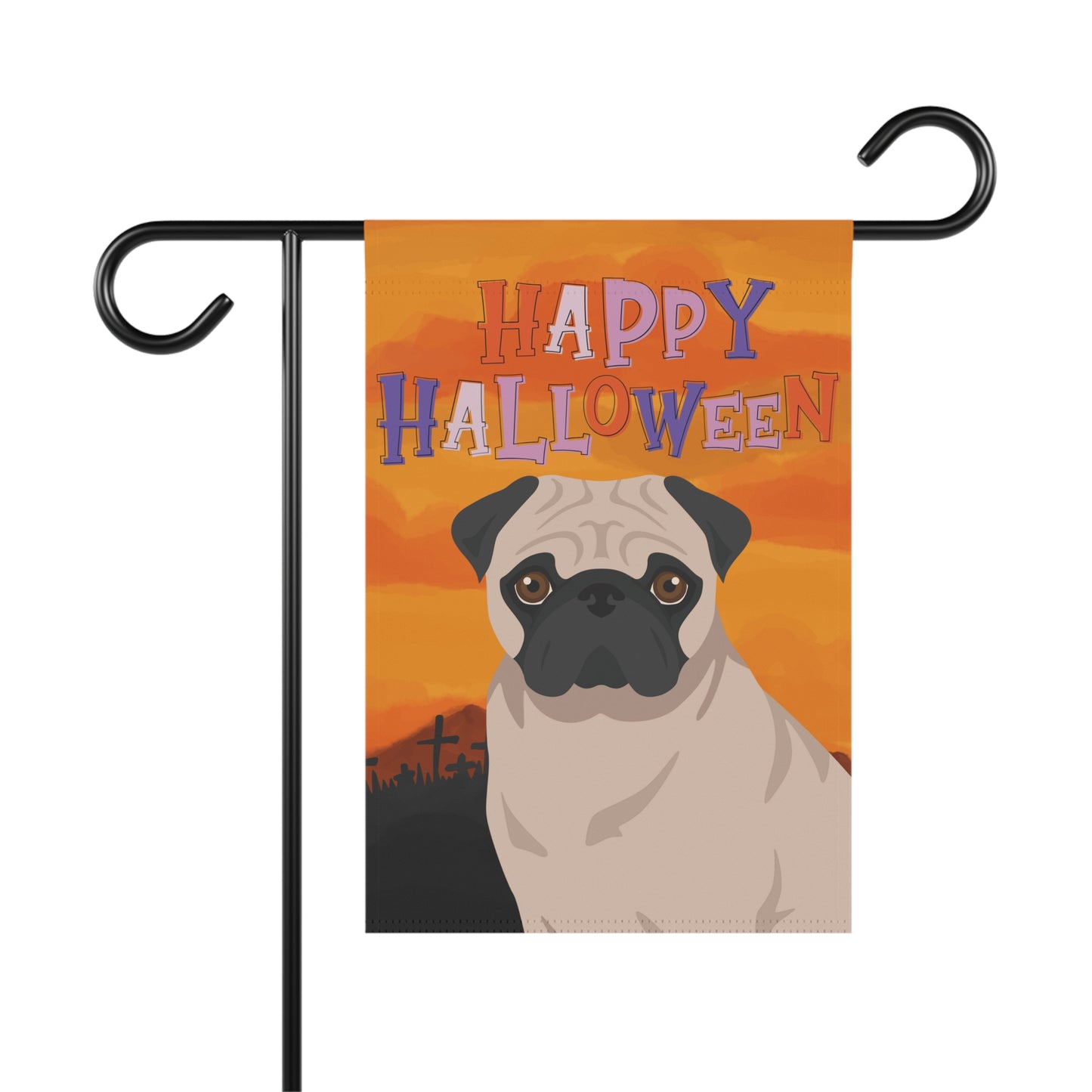 Pug Dog Halloween Garden Flag