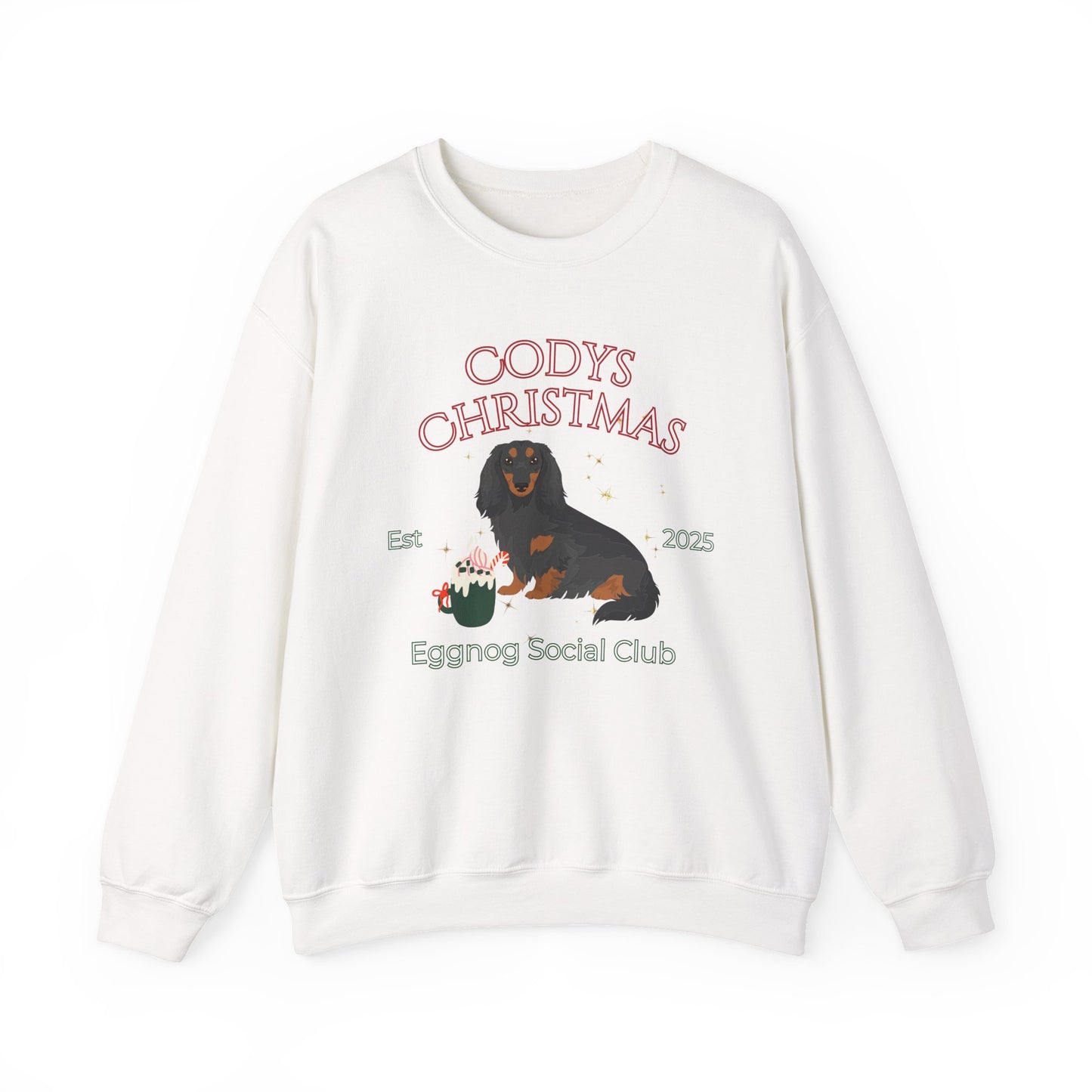 Dachshund Dog Christmas Social Club Unisex Heavy Blend Crewneck Sweatshirt Custom Name