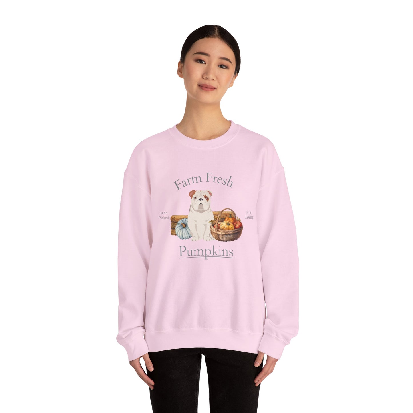 Bulldog Dog Fall Farm Fresh Unisex Heavy Blend Crewneck Sweatshirt