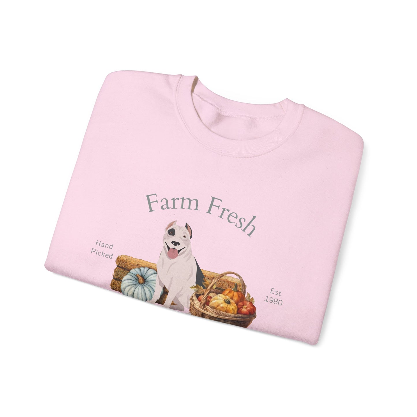 Pit Bull Terrier Dog Fall Farm Fresh Unisex Heavy Blend Crewneck Sweatshirt