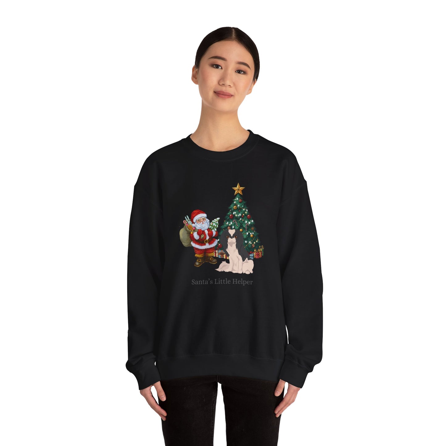 Japanese Chin Dog Santa's Little Helper Unisex Heavy Blend Crewneck Sweatshirt