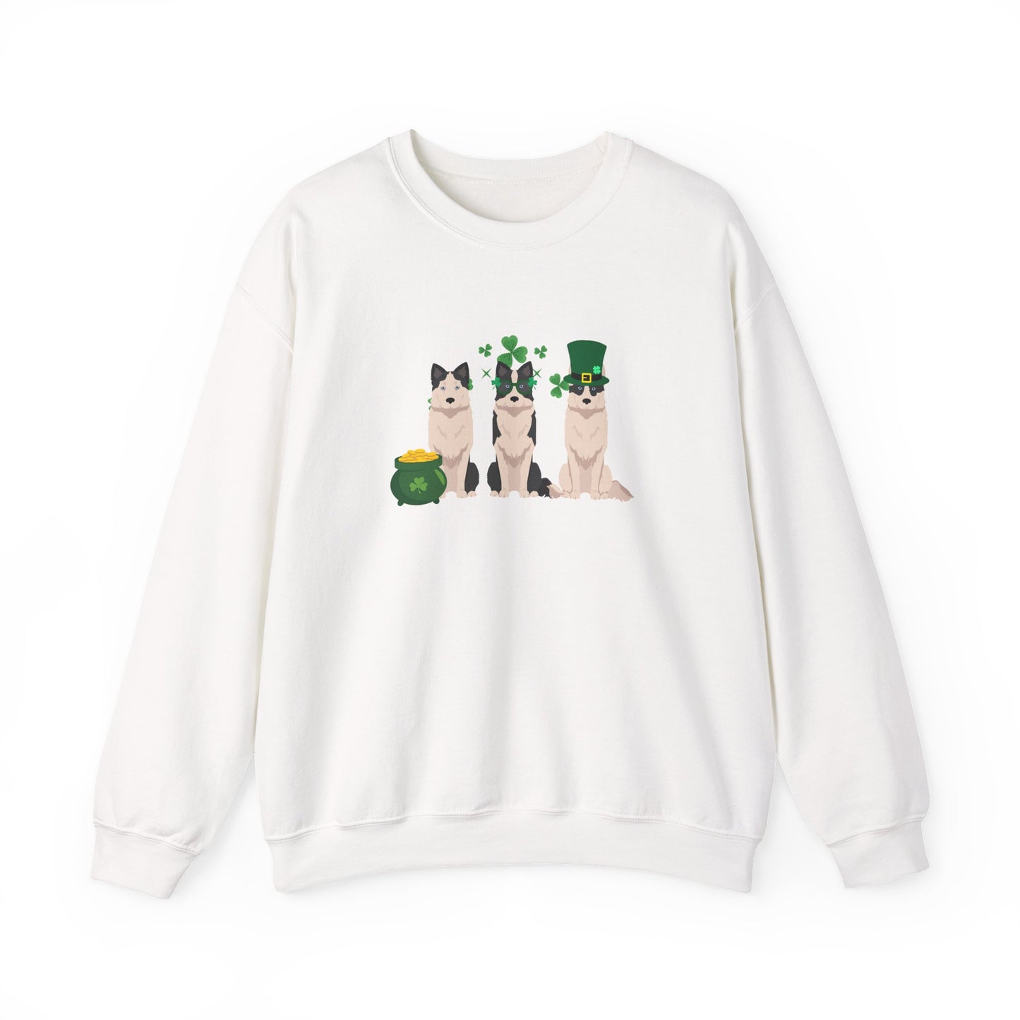 Yakutian Laika Dog St Patricks Day Unisex Heavy Blend Crewneck Sweatshirt, St Pattys day, Cute Dog Mom Gift