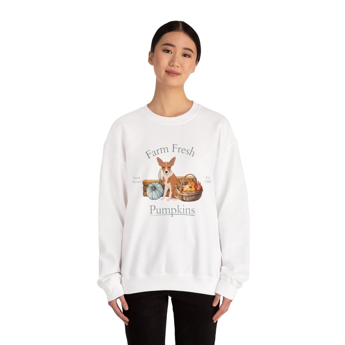 Portuguese Podengo Dog Fall Farm Fresh Unisex Heavy Blend Crewneck Sweatshirt