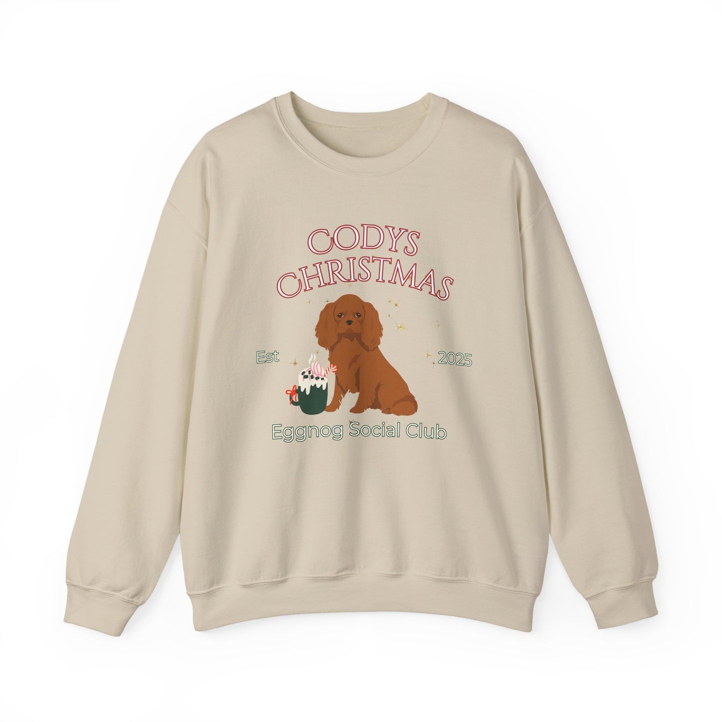 Cavalier King Charles Spaniel Dog Christmas Social Club Unisex Heavy Blend Crewneck Sweatshirt Custom Name