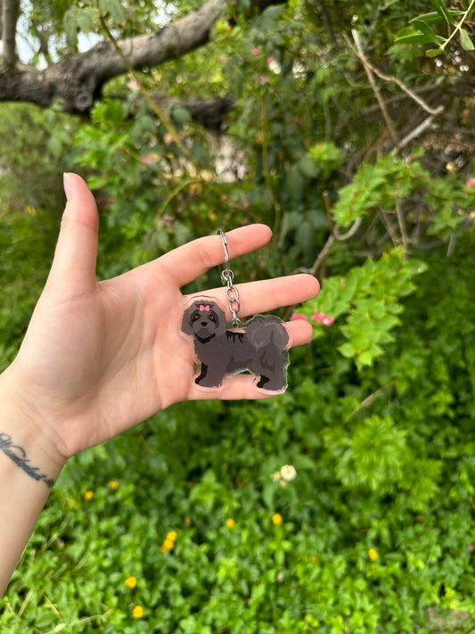 Russian Tsvetnaya Bolonka Dog 2.5in Acrylic Keychain