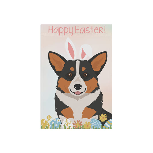 Pembroke Welsh Corgi Dog Happy Easter Garden Flag
