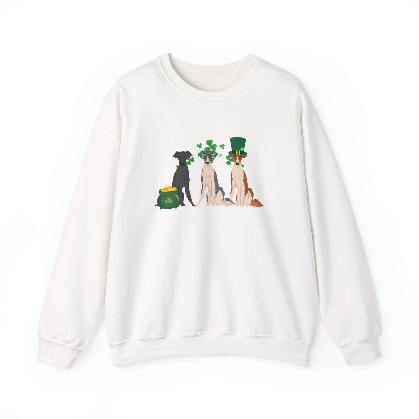 Silken Windhound Dog St Patricks Day Unisex Heavy Blend Crewneck Sweatshirt, St Pattys day, Cute Dog Mom Gift