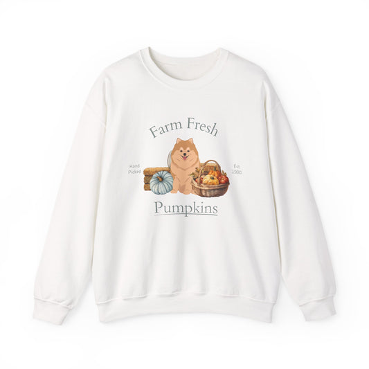 Pomeranian Dog Fall Farm Fresh Unisex Heavy Blend Crewneck Sweatshirt