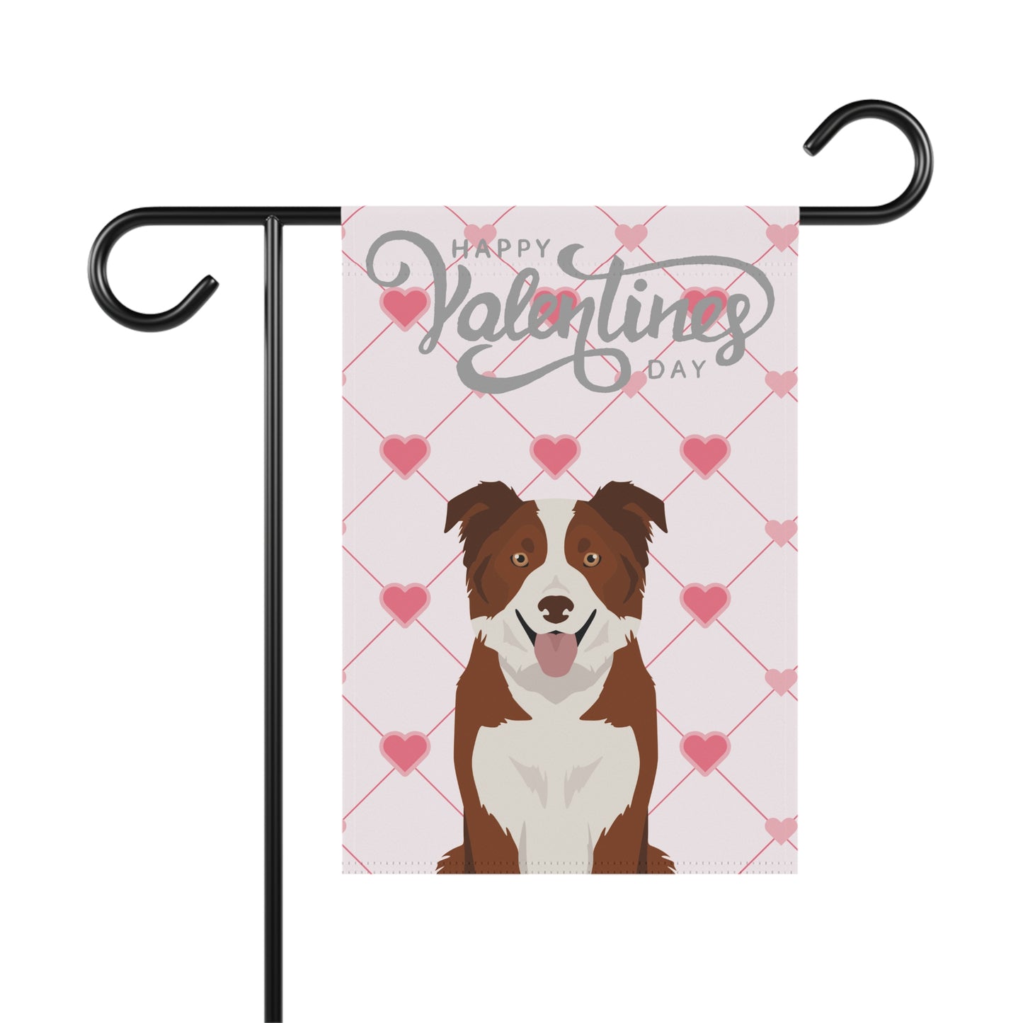 Border Collie Dog Valentines Day Garden Flag