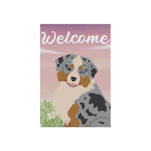 Miniature American Shepherd Dog Welcome Garden Flag