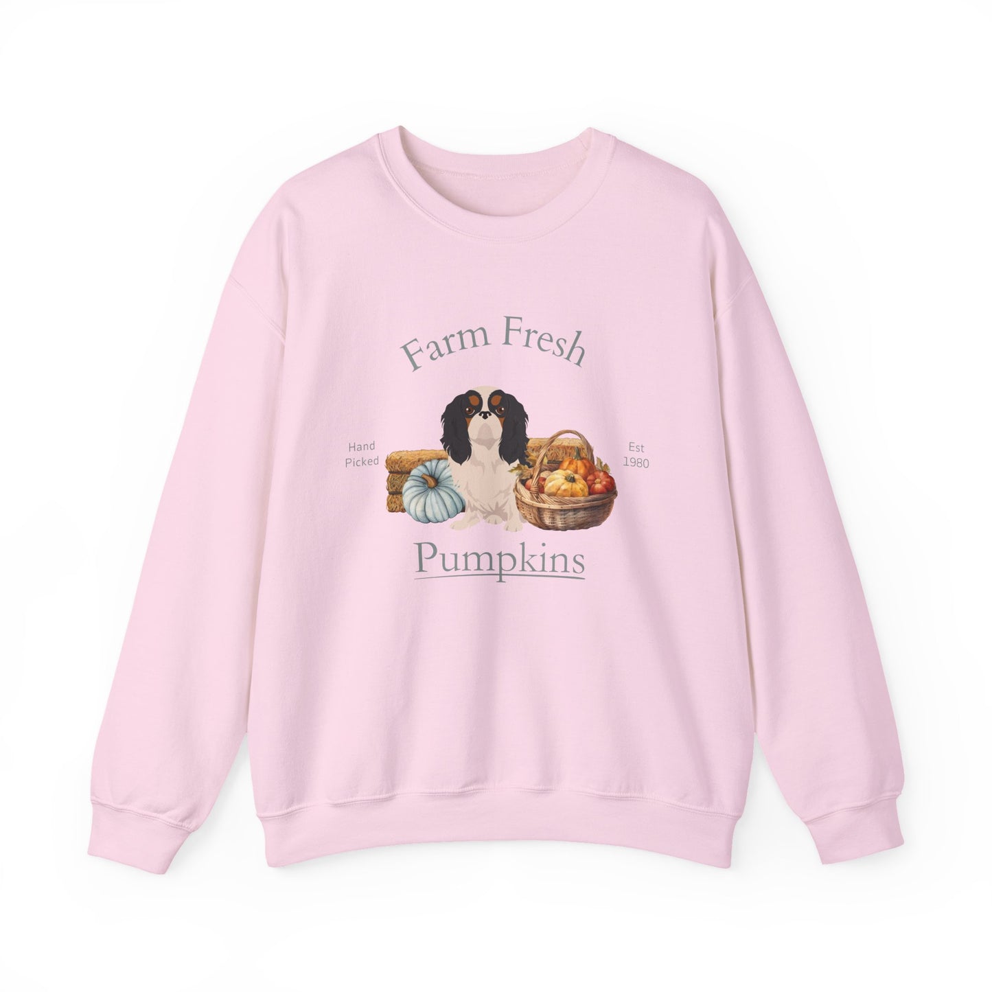 English Toy Spaniel Dog Fall Farm Fresh Unisex Heavy Blend Crewneck Sweatshirt