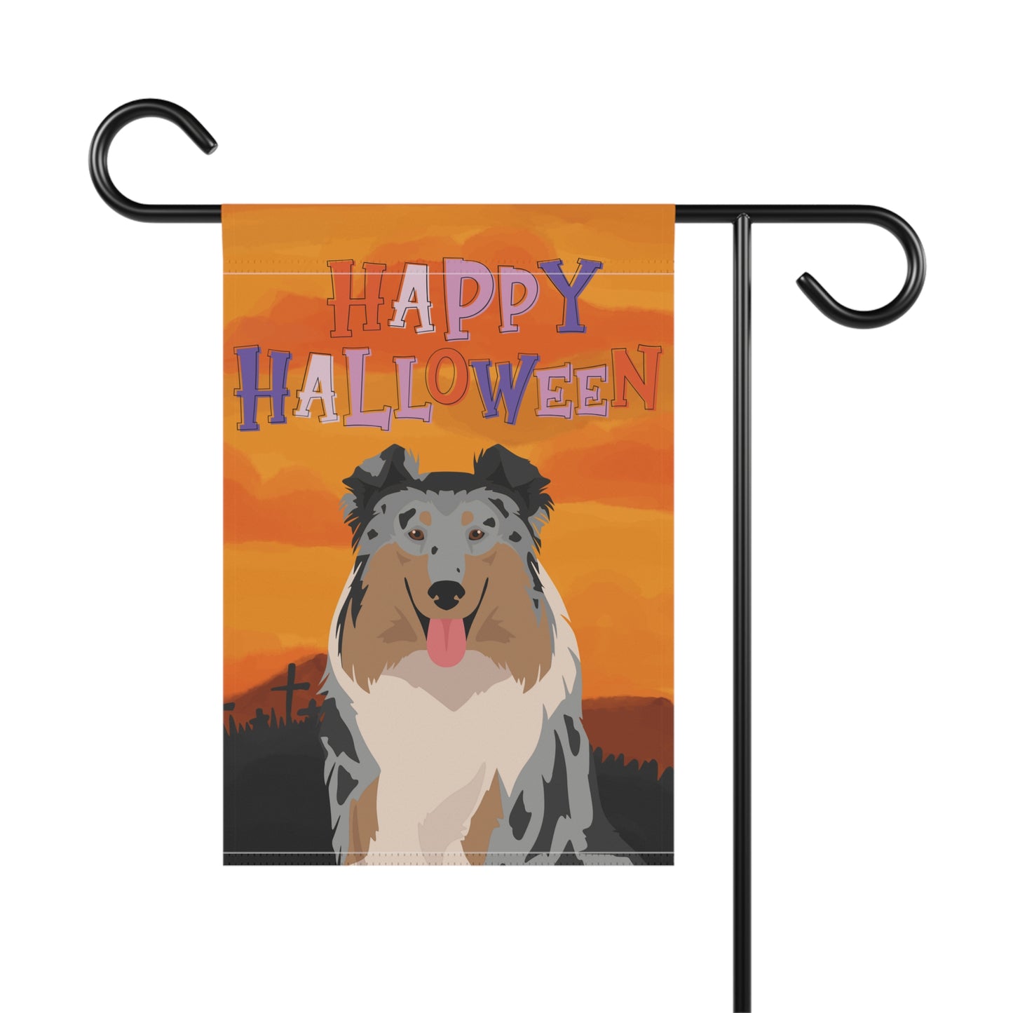 Collie Dog Halloween Garden Flag