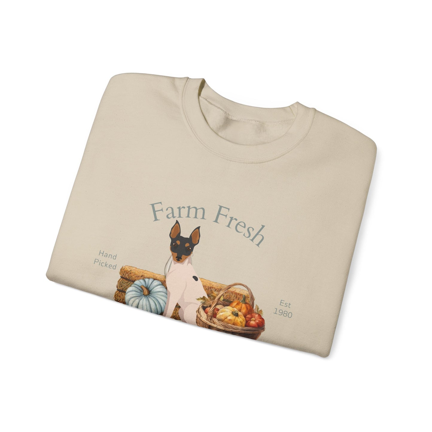Toy Fox Terrier Dog Fall Farm Fresh Unisex Heavy Blend Crewneck Sweatshirt
