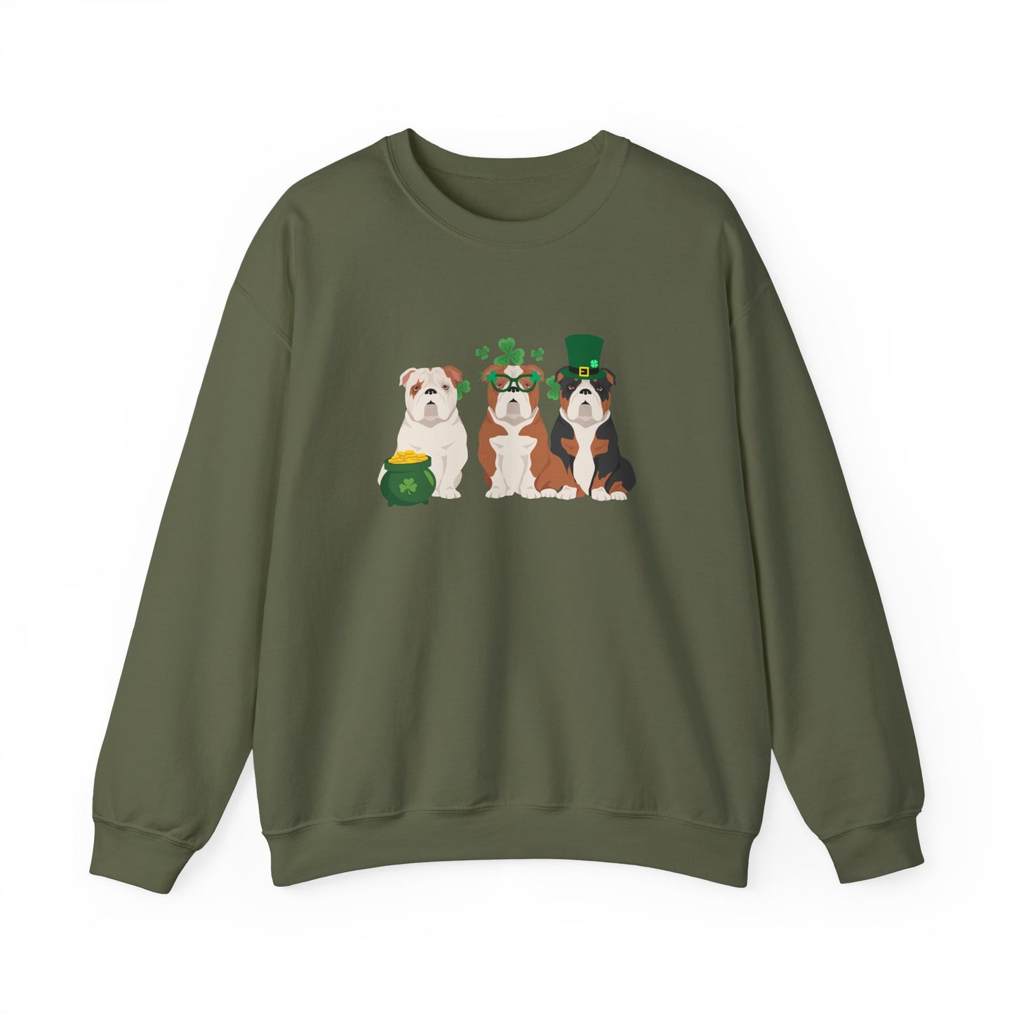 Bulldog Dog St Patricks Day Unisex Heavy Blend Crewneck Sweatshirt, St Pattys day, Cute Dog Mom Gift