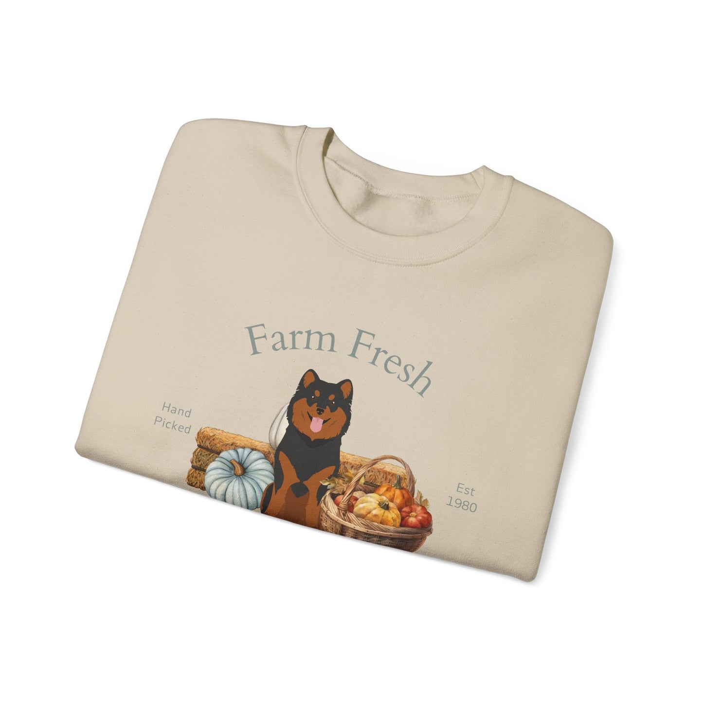 Finnish Lapphund Dog Fall Farm Fresh Unisex Heavy Blend Crewneck Sweatshirt