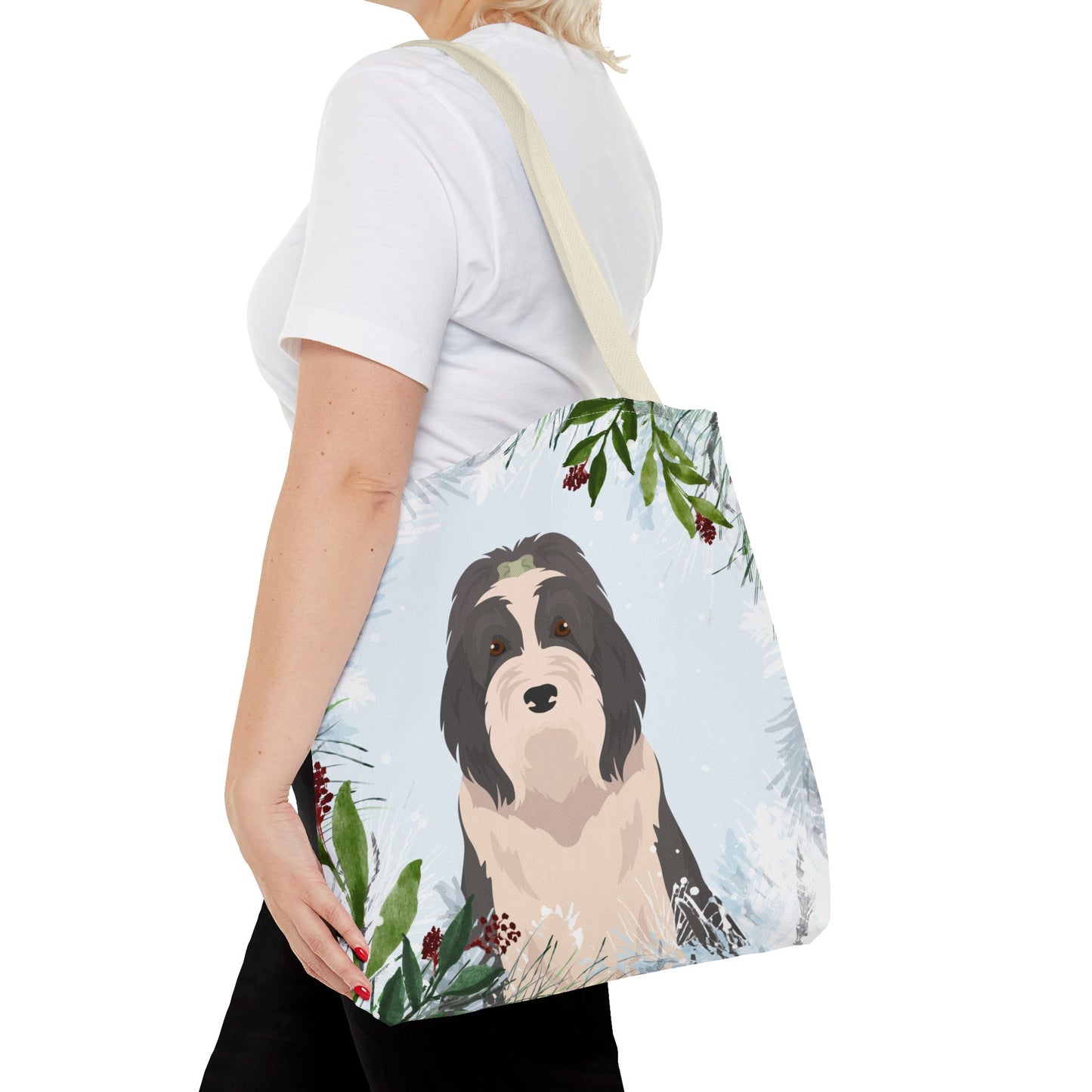 Bearded Collie Dog Christmas Holiday Tote Bag 16x16