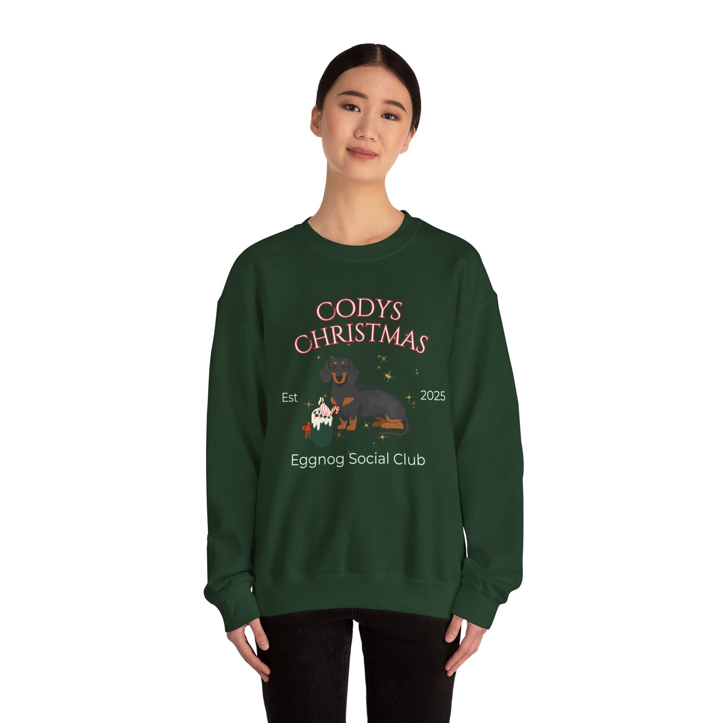 Dachshund Dog Christmas Social Club Unisex Heavy Blend Crewneck Sweatshirt Custom Name