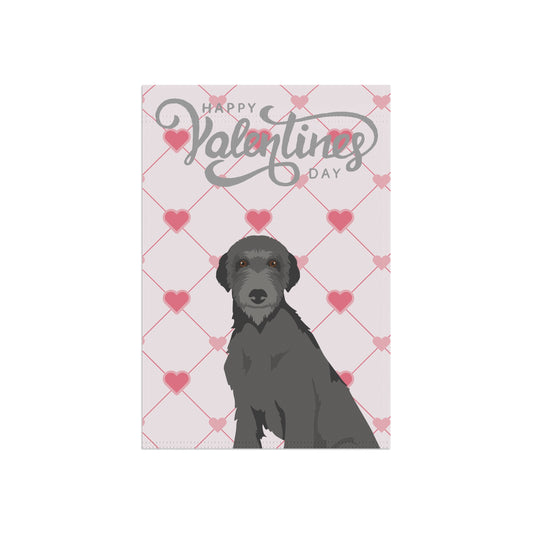 Scottish Deerhound Dog Valentines Day Garden Flag
