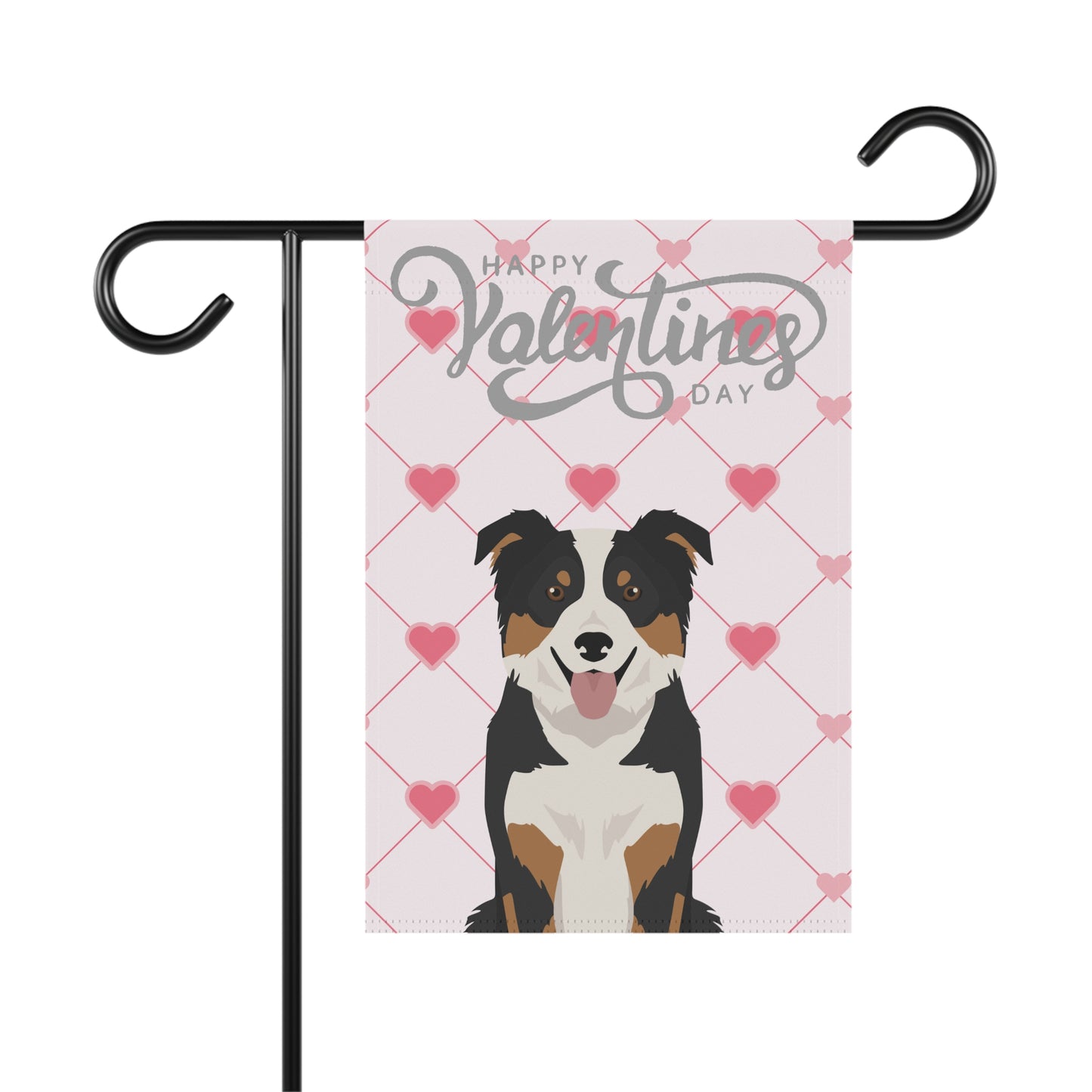 Border Collie Dog Valentines Day Garden Flag