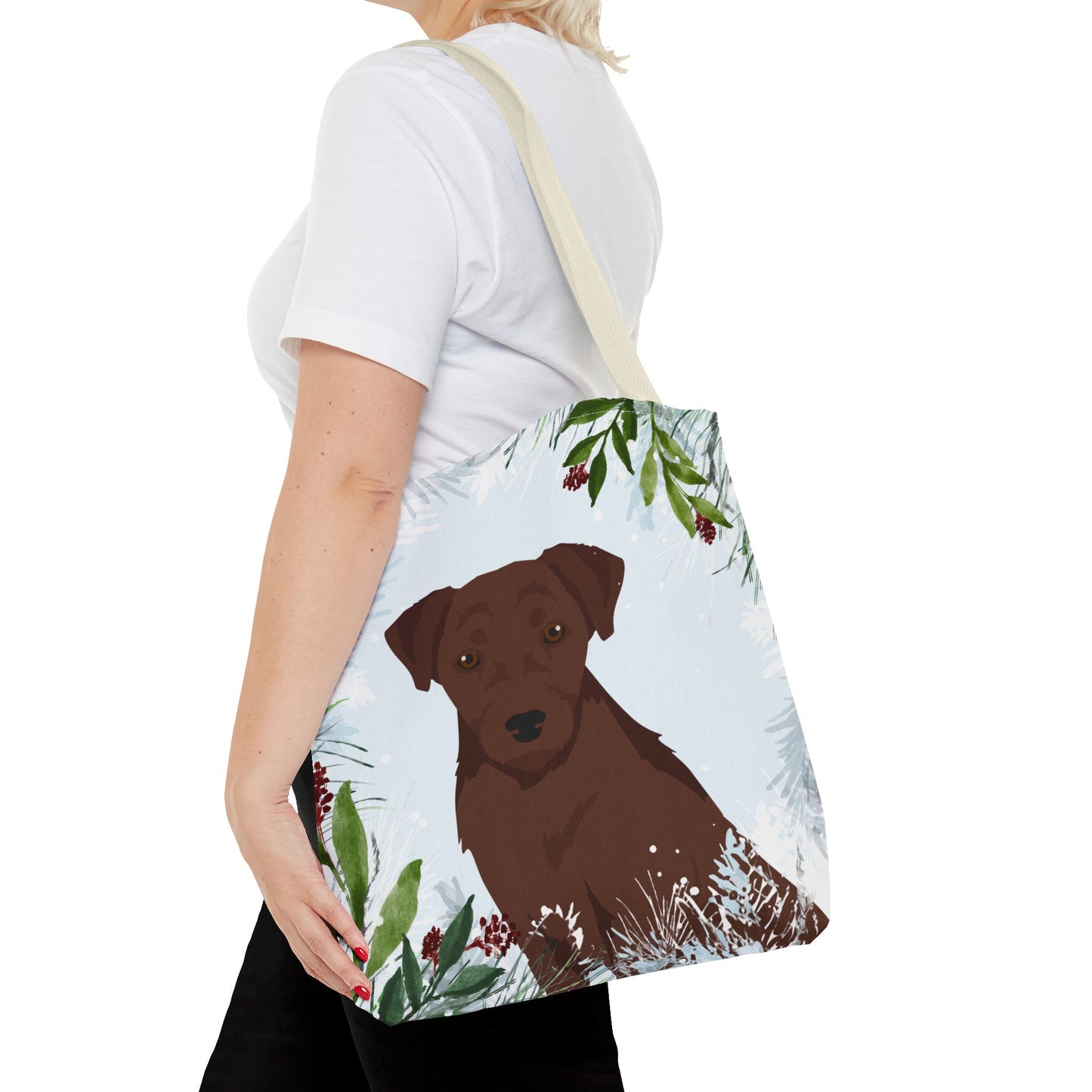 Patterdale Terrier Dog Christmas Holiday Tote Bag 16x16