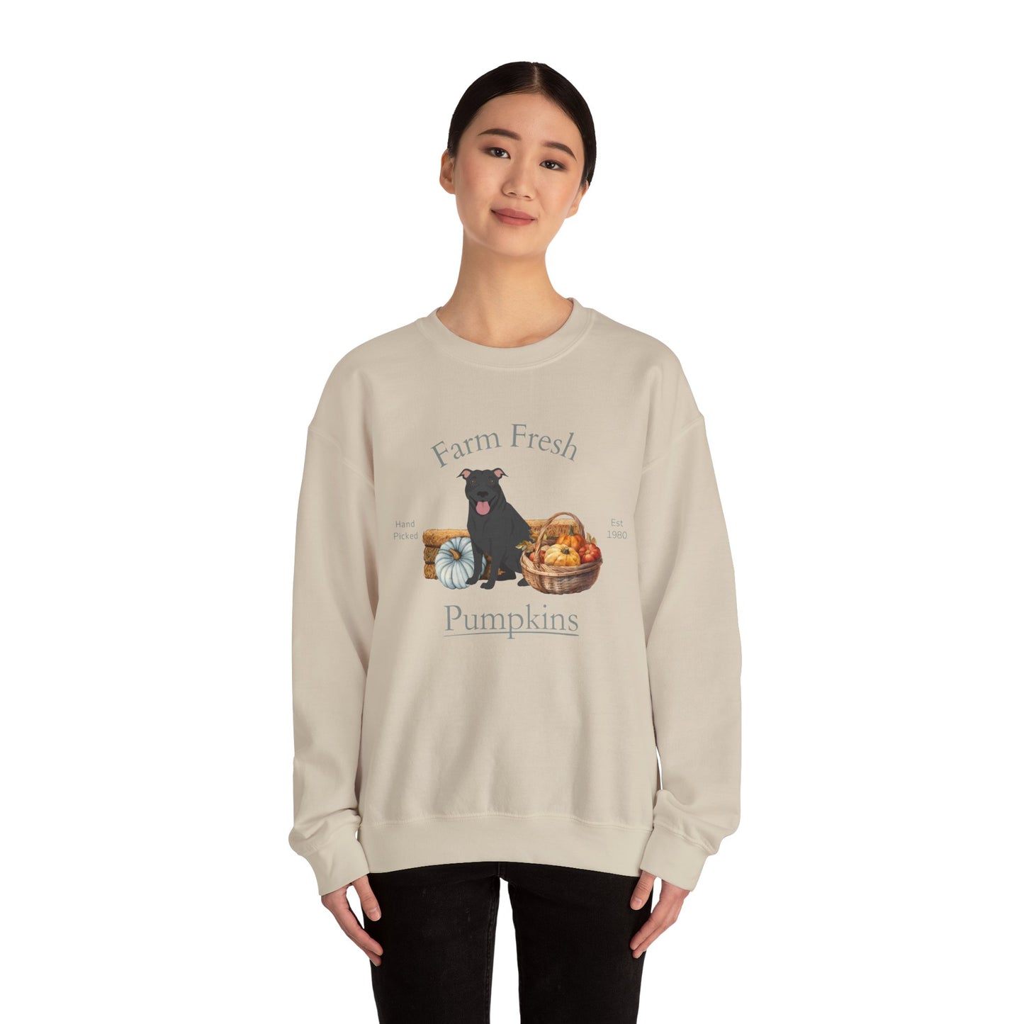 Pit Bull Terrier Dog Fall Farm Fresh Unisex Heavy Blend Crewneck Sweatshirt