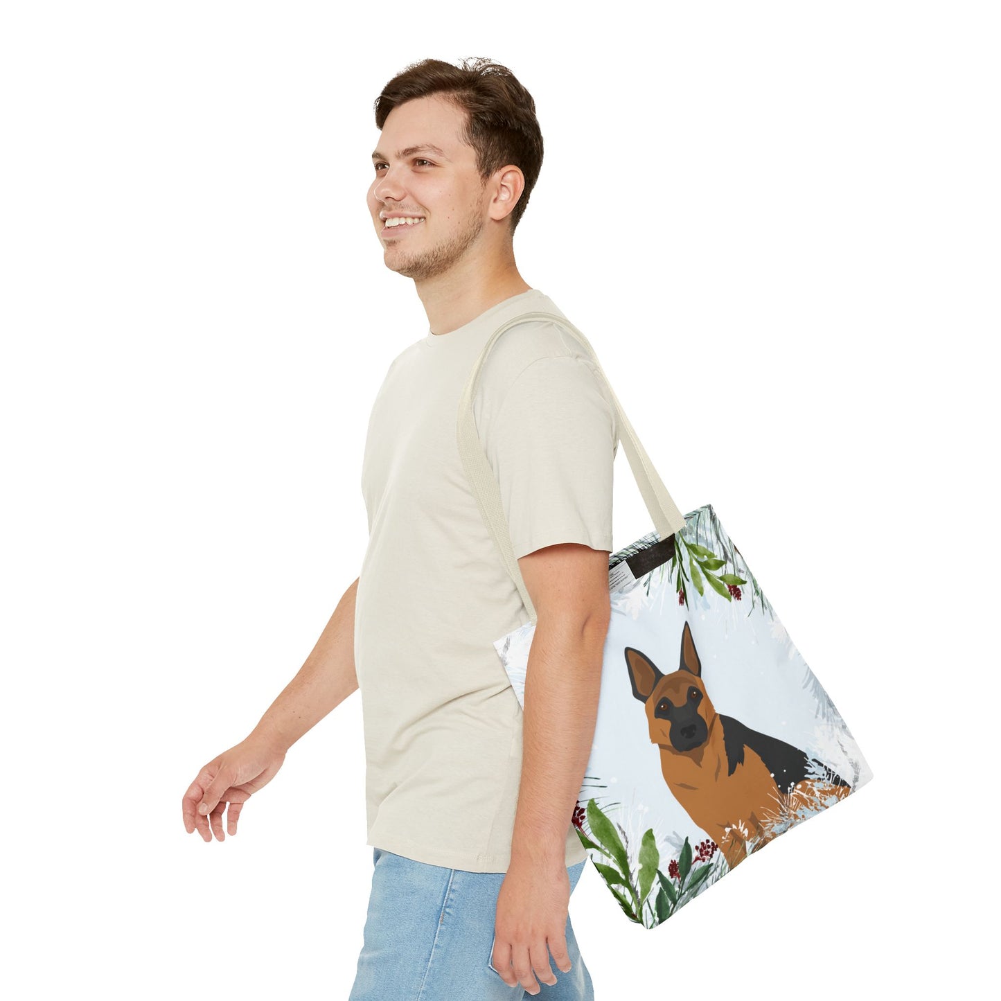 German Shepherd Dog Christmas Holiday Tote Bag 16x16