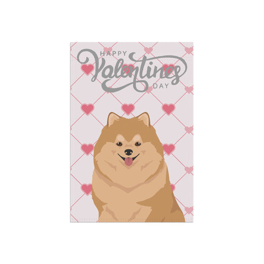 Pomeranian Dog Valentines Day Garden Flag